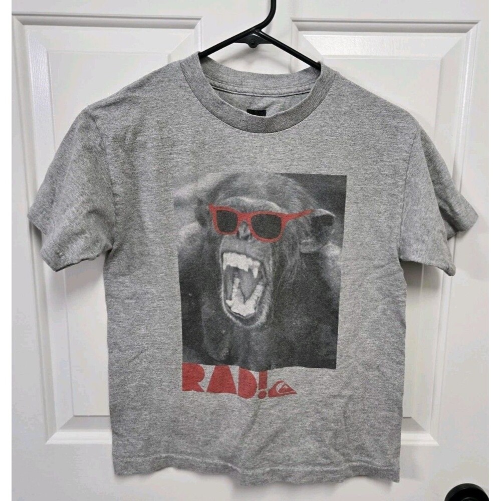 Quiksilver Monkey Short Sleeve T Shirt Youth Boys Sz M Gray Rad